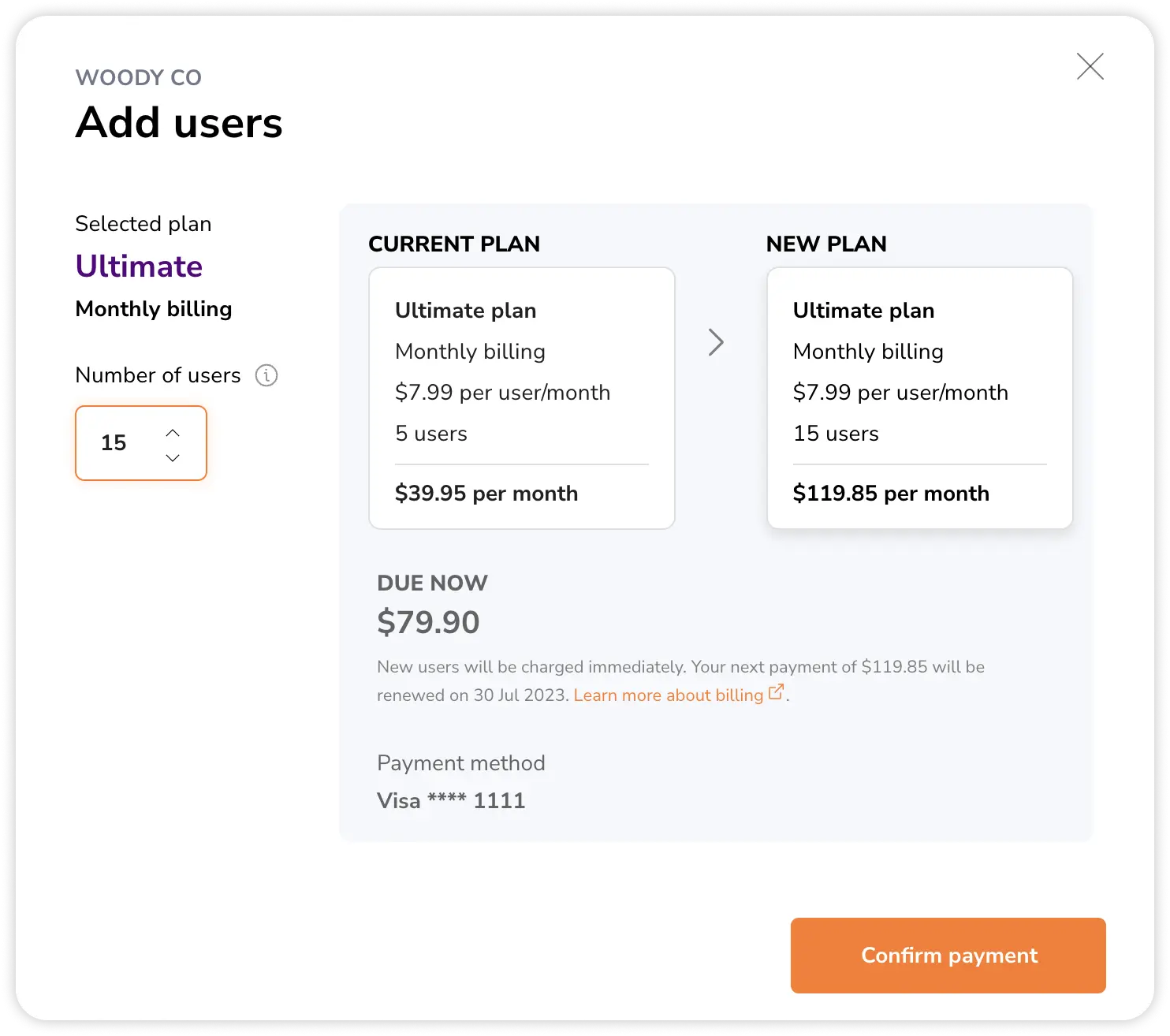 Adding user seats on paid plans on web