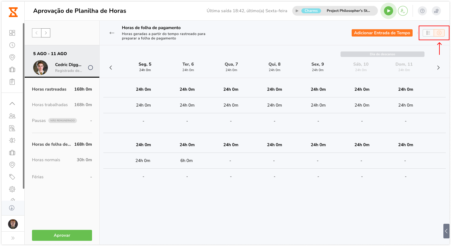 Approval view payroll breakdown tab