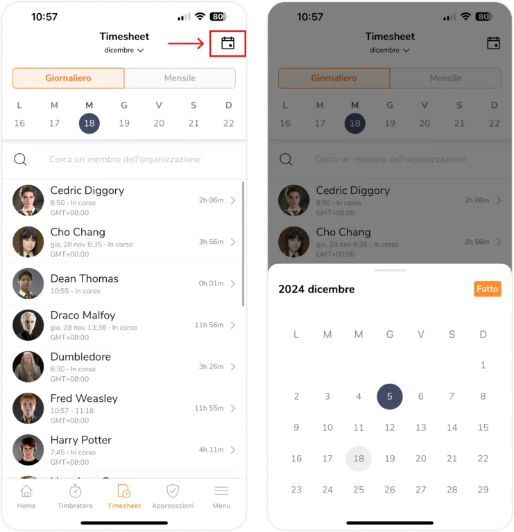 Timesheets date range