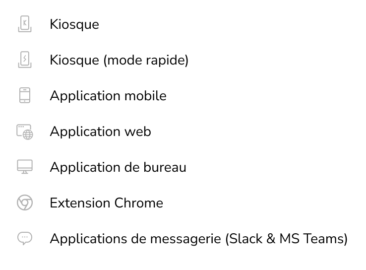 Device indicators on timesheets french