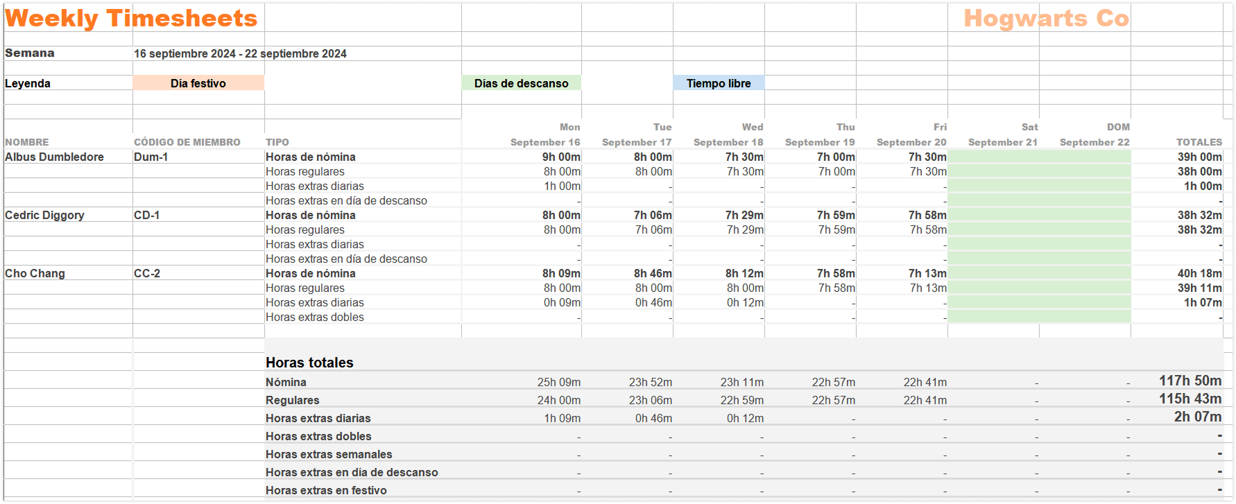 Team timesheet export