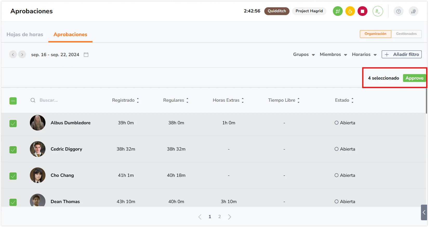 Selecting multiple pay periods in bulk