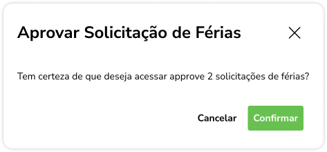 operações de aprovação de solicitações de férias em massa