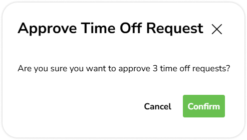 Confirmation to bulk approved requested time off