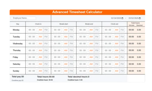 Jibble Time Card Calculator