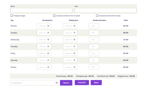 Homebase Time Card Calculator screenshot