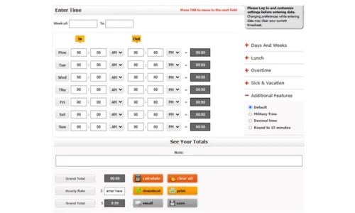 Time Card Calculator Geek screenshot