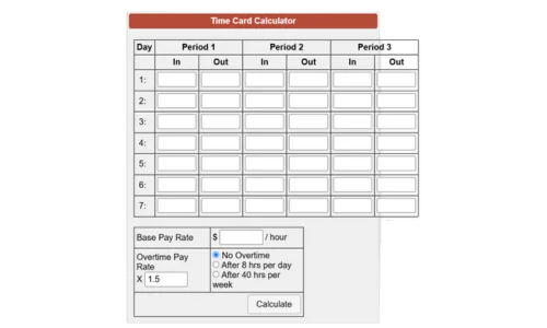 Calculator Soup Work Hours Calculator screenshot