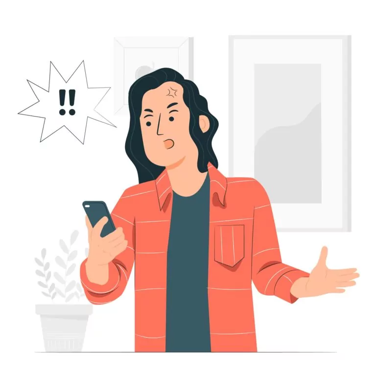 Vector illustration of a worker frustrated and angry at mobile phone by storyset on Freepik