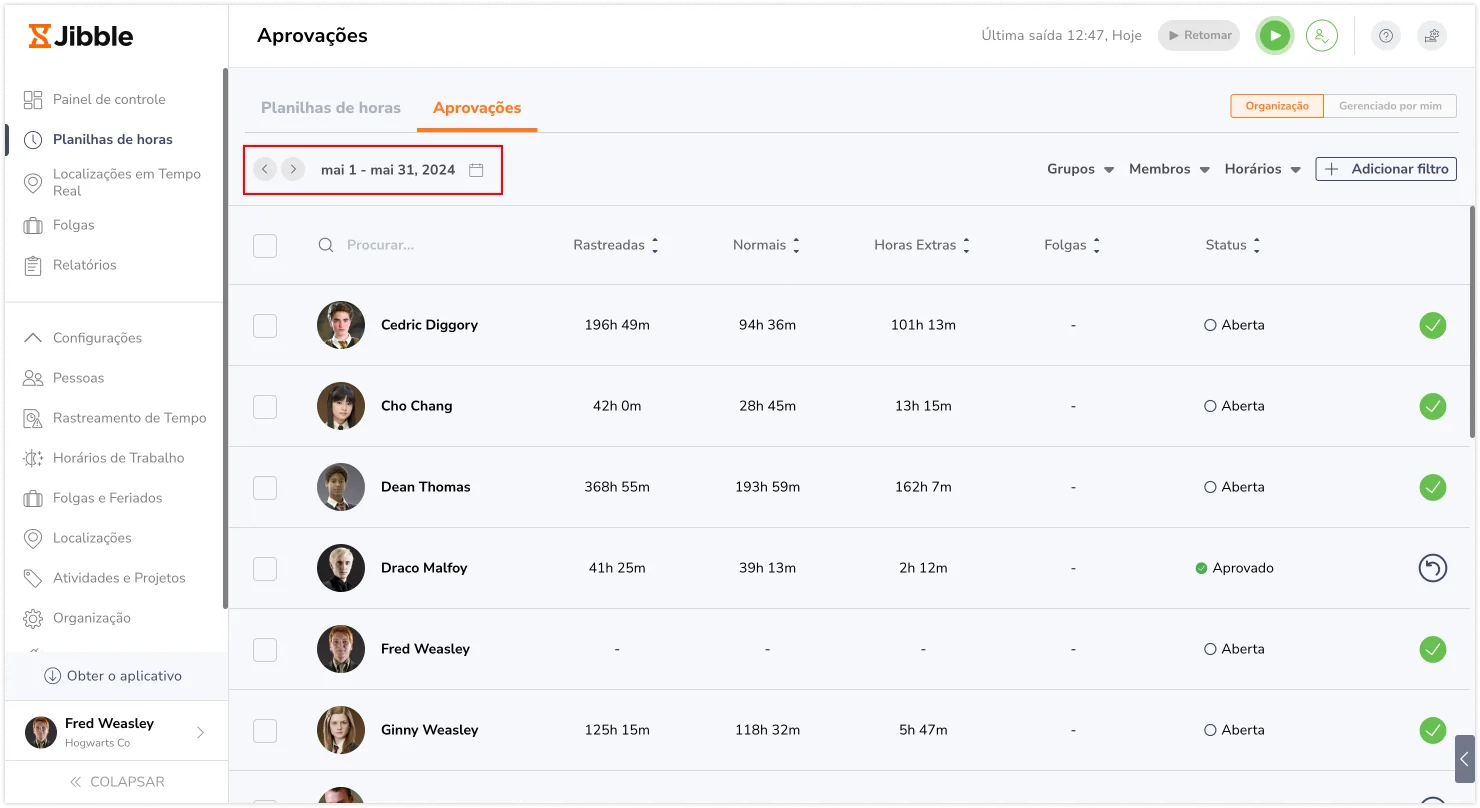 Approval Manager select date