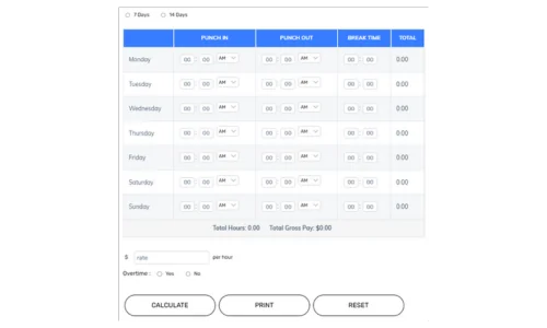 Buddy Punch Time Card Calculator screenshot