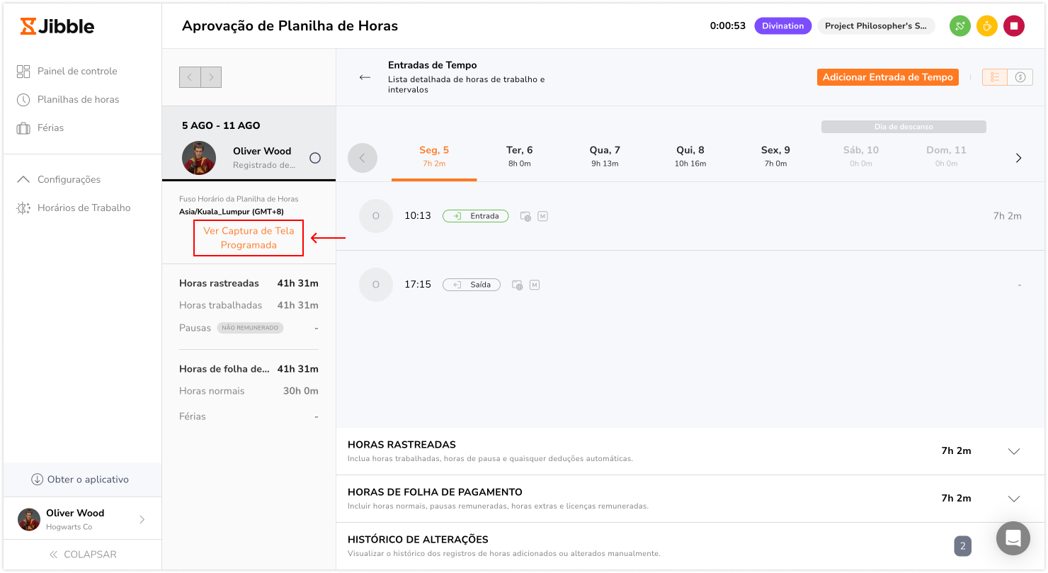 Member view schedule snapshot