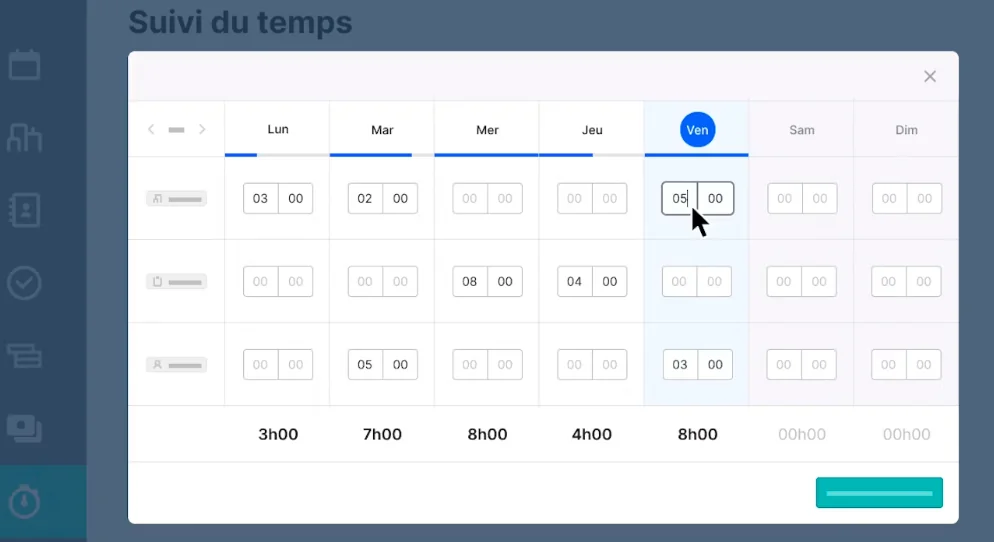 Feuille de temps Teamleader