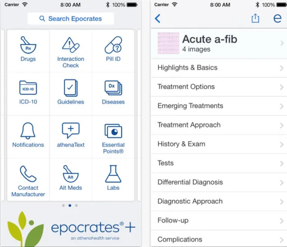 screenshot epocrates mobile app