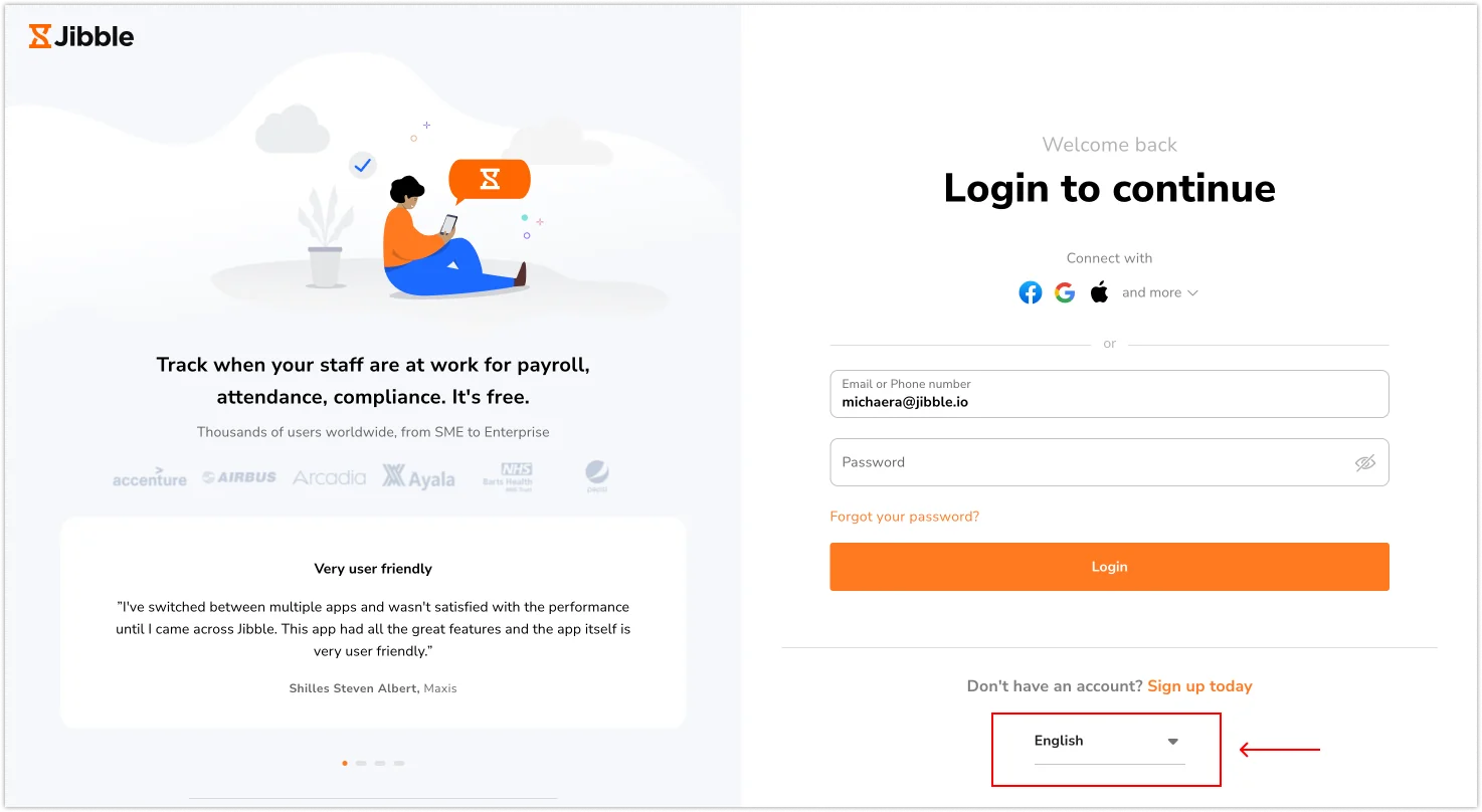 English web login