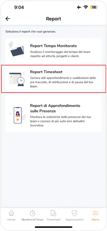 Mobile timesheet report