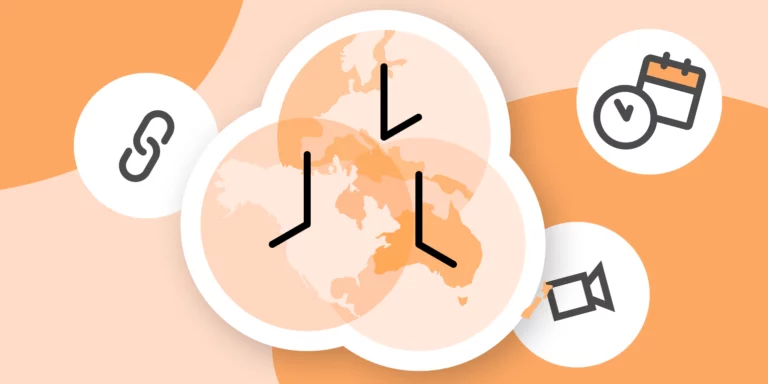Globe clock, link, video, date and time illustrations
