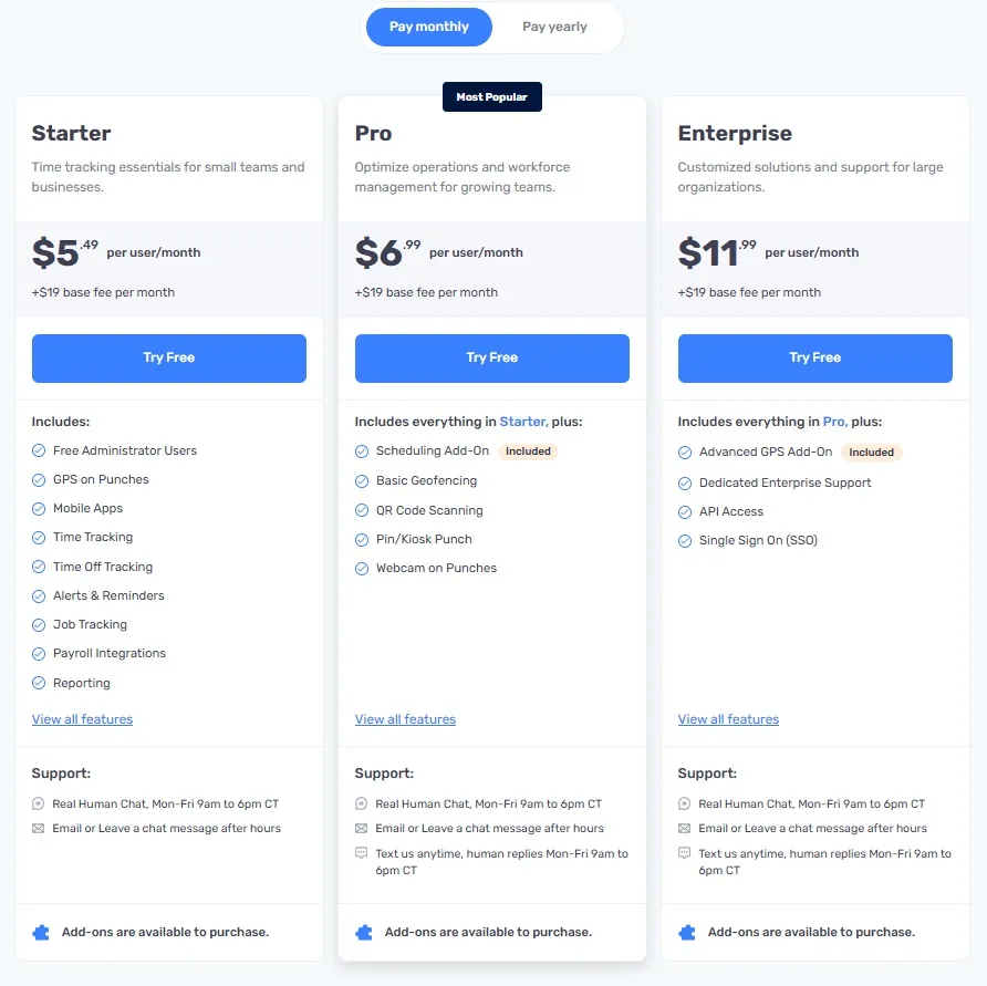 An overview of the Buddy Punch pricing plans