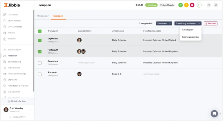 Bulk Group unassign work schedule