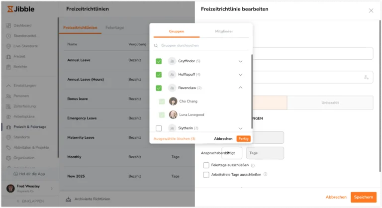 Time off policy setting to assign groups