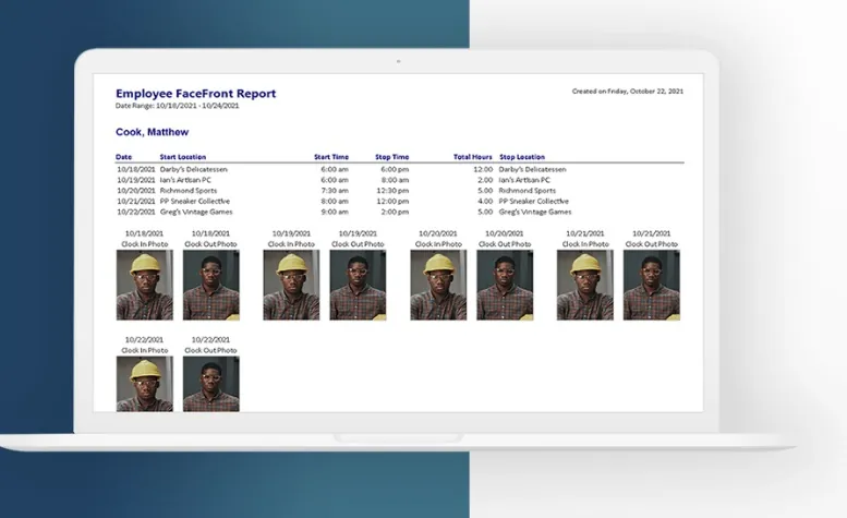 ExakTime Photo ID Capture logs displayed on a laptop screen.