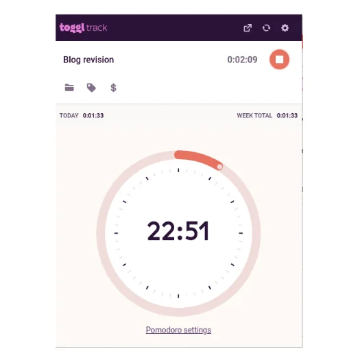 Toggl Track Pomodoro Timer