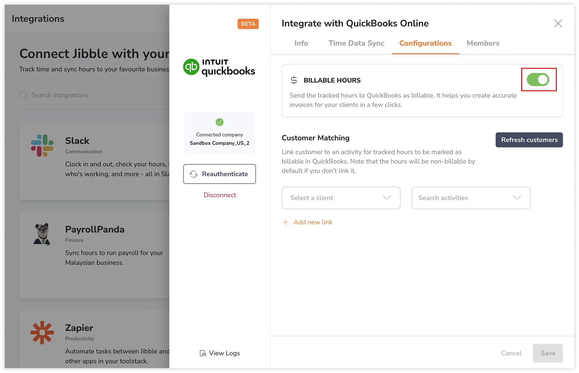 Enabling the toggle for billable hours