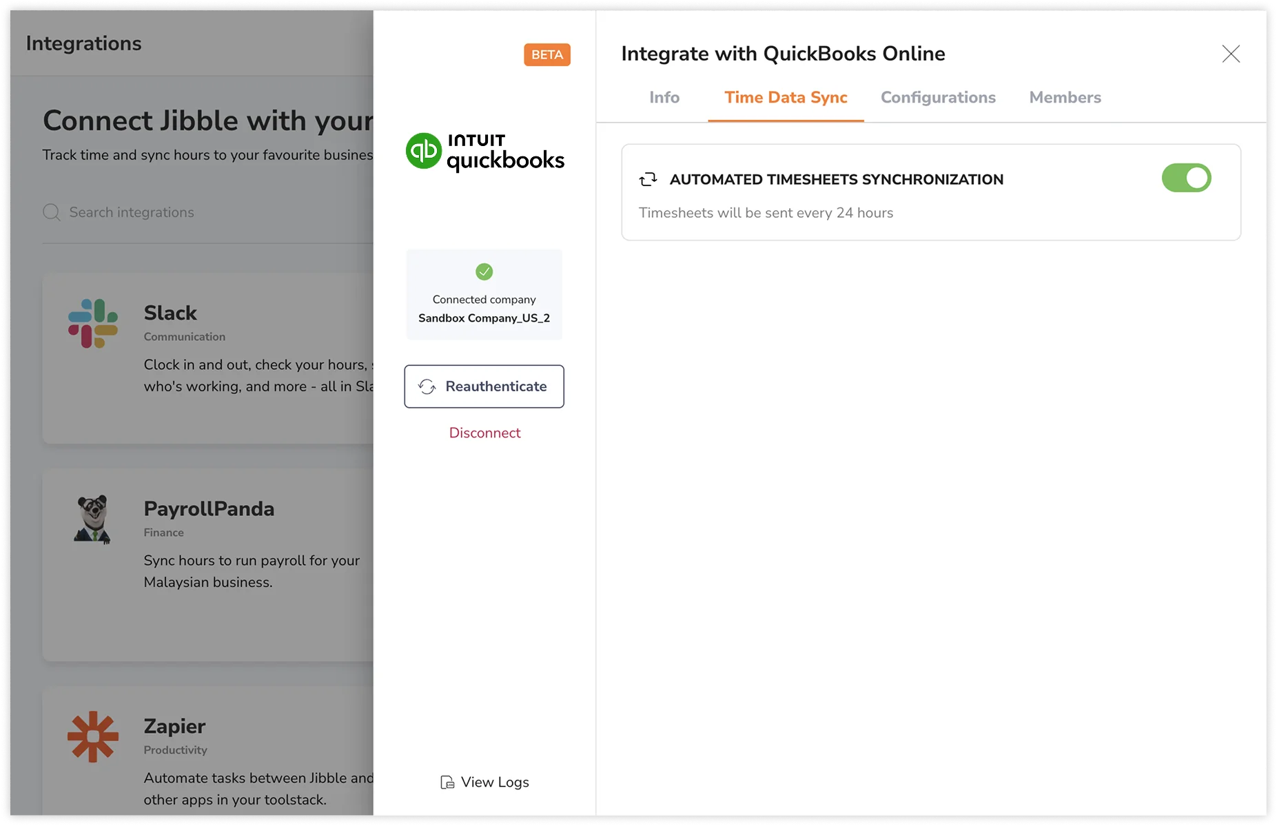 Enabling the toggle for automated timesheets synchronization