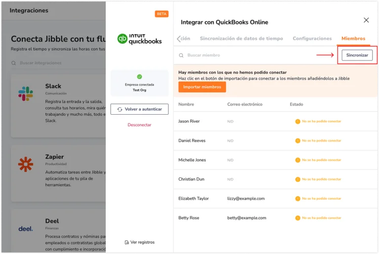 Quickbooks members sync