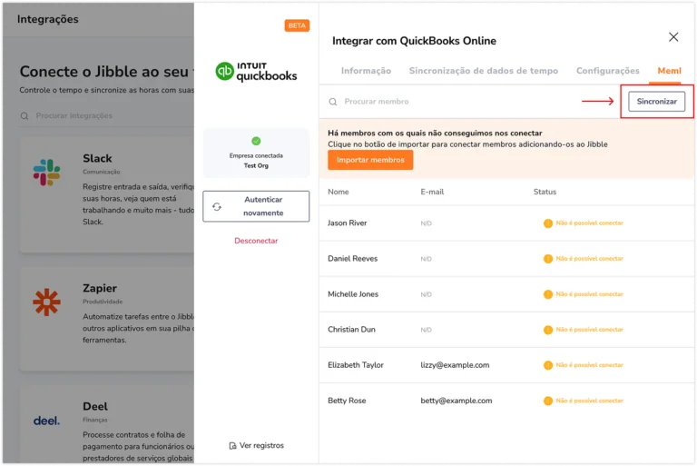 Quickbooks member sync