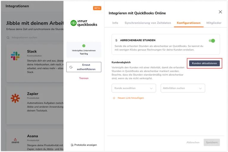 Quickbooks configuration