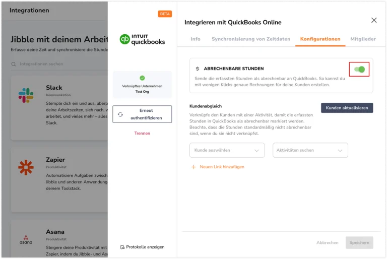 Quickbooks configuration