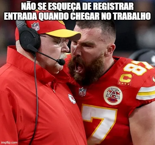 Travis Kelce gritando para seu treinador no super bowl virou um meme de presença