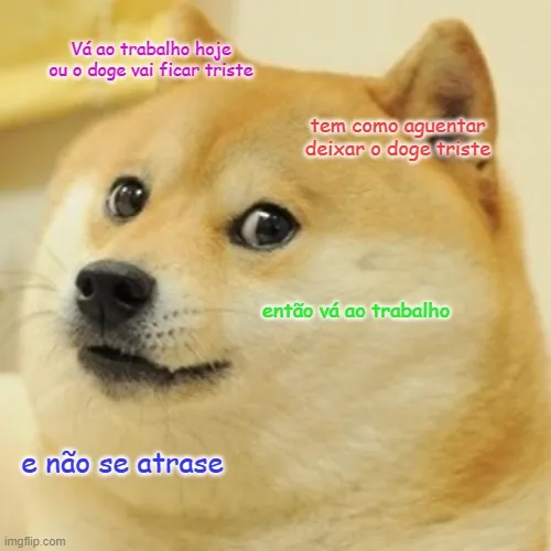 Um meme de cachorro fofo com texto escrito por toda a imagem