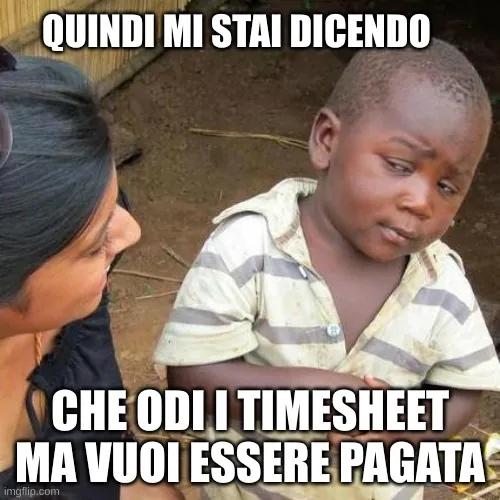 Meme del bambino africano scettico.