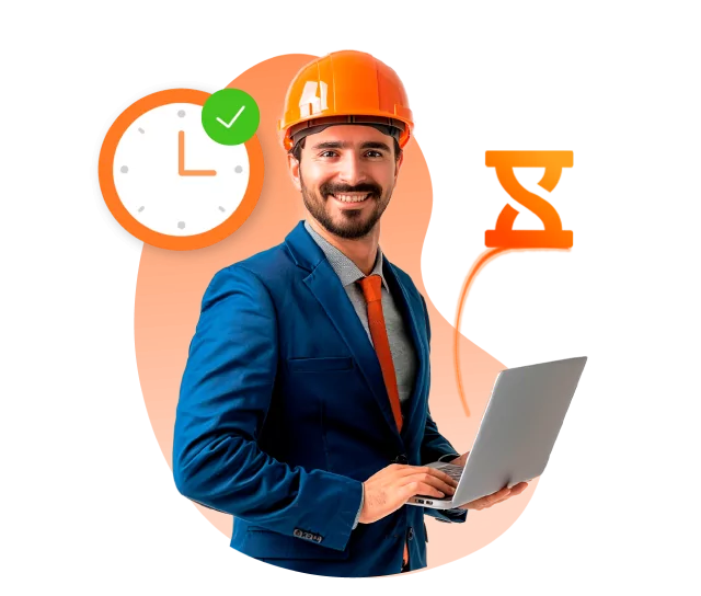 A construction employee tracking time on 