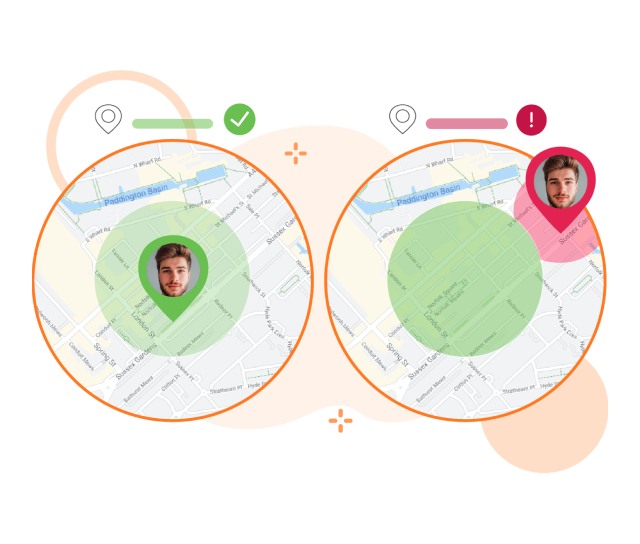 Geofences set up around construction sites.