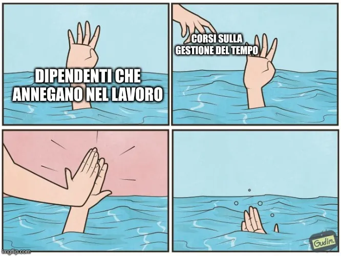 Meme corsi sulla gestione del tempo.