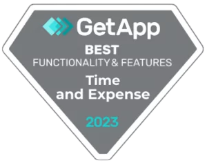 Jibble award for GetApp for Best Functionality and Features; Time and Expense.