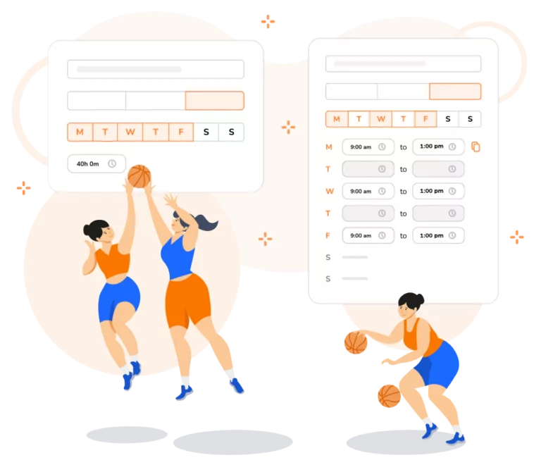 Setting up custom schedules for basketball teams using Jibble.