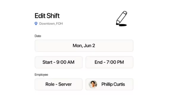 Editing a shift using the 7Shifts app.