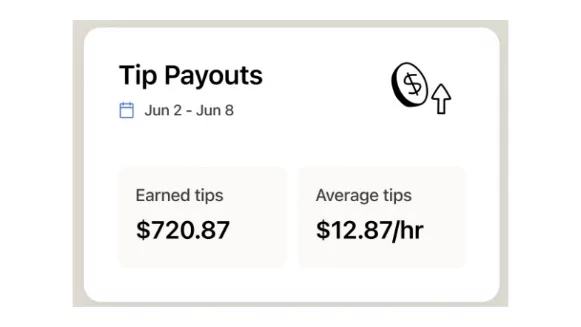 The time management feature of 7Shifts showing a summary of tip payouts.