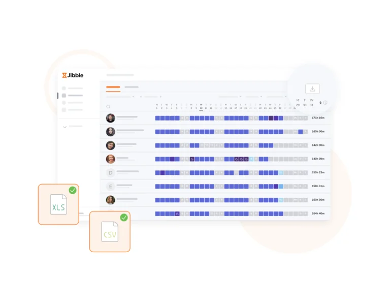 Esporta i timesheet dei dipendenti in Excel o CSV.