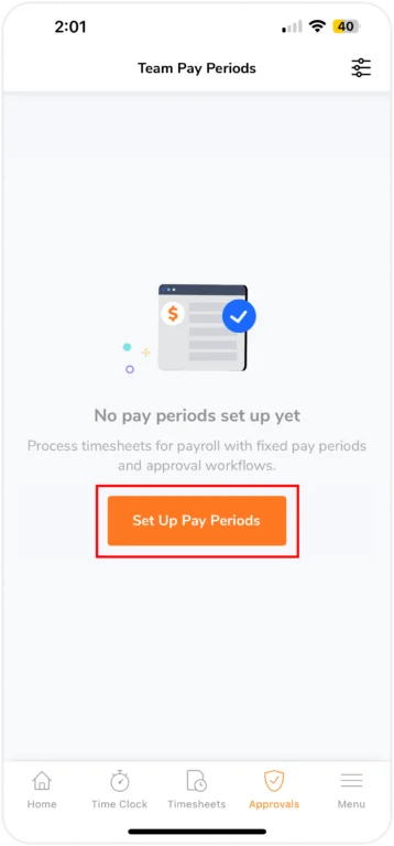 Set up pay period on mobile