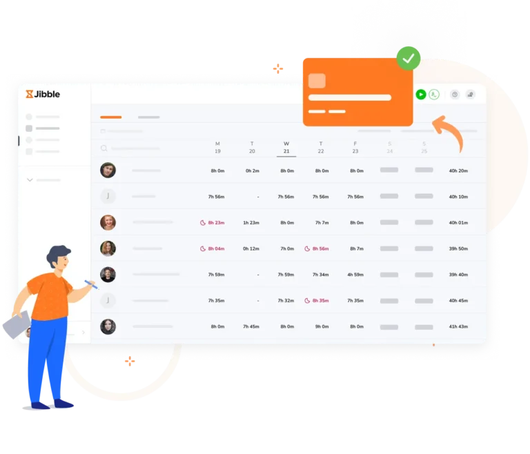 timesheet dari software time tracker atau aplikasi absensi