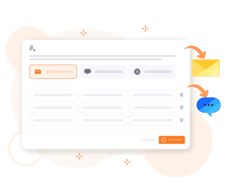 Onboarding del team facile e veloce tramite SMS, e-mail o link.