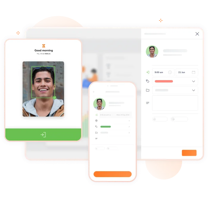 Accesso all'app di time tracking tramite riconoscimento facciale tramite cellulare.