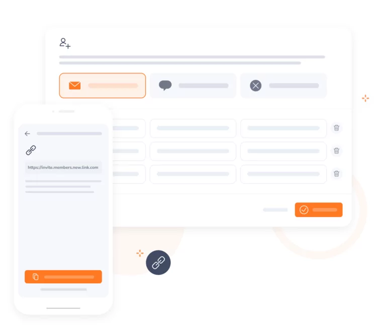 Onboarding del team facile e veloce tramite SMS, e-mail o link.