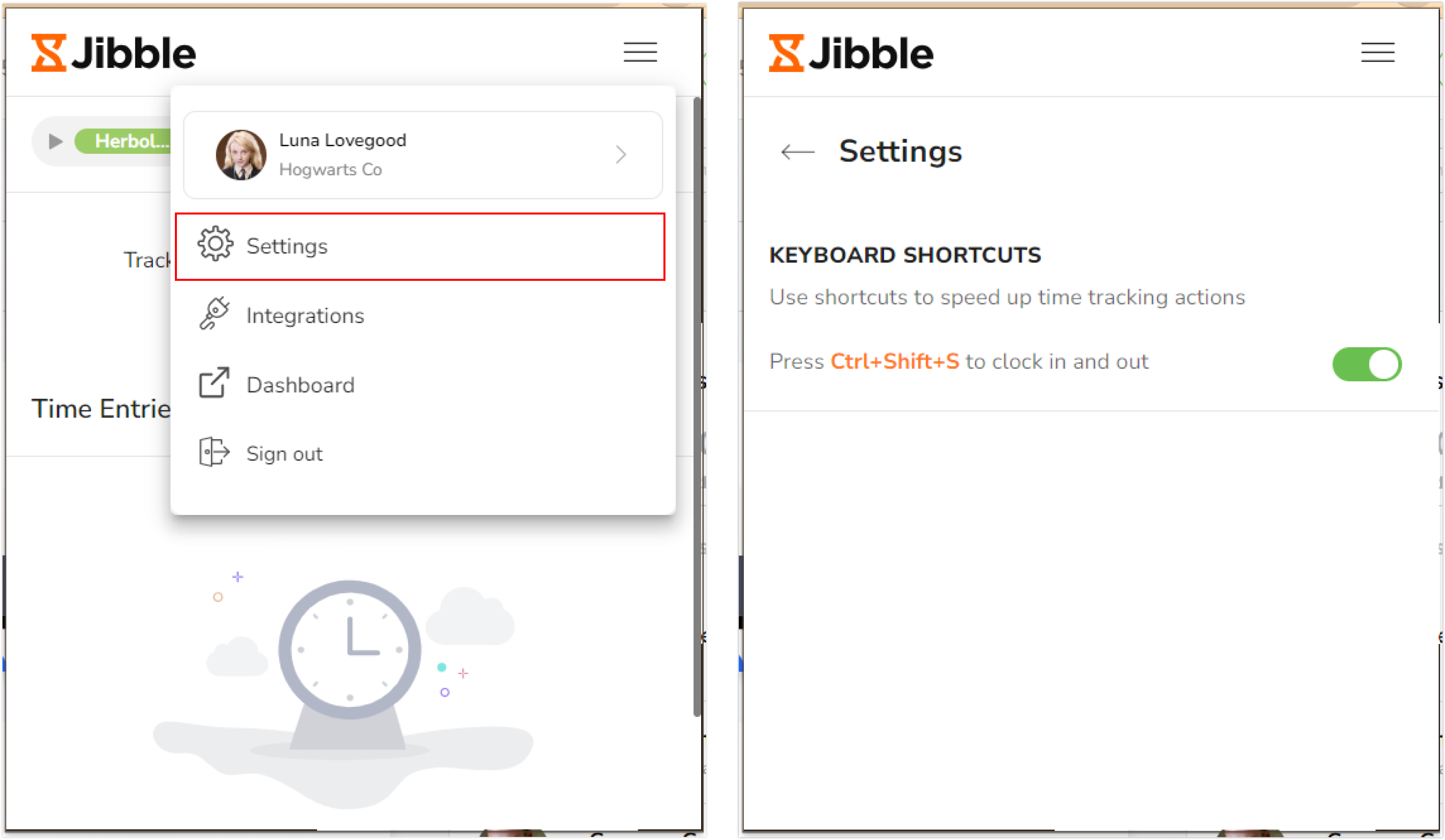 Toggle keyboard shortcut under settings