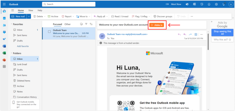 Jibble in no e-mail do Microsoft Outlook